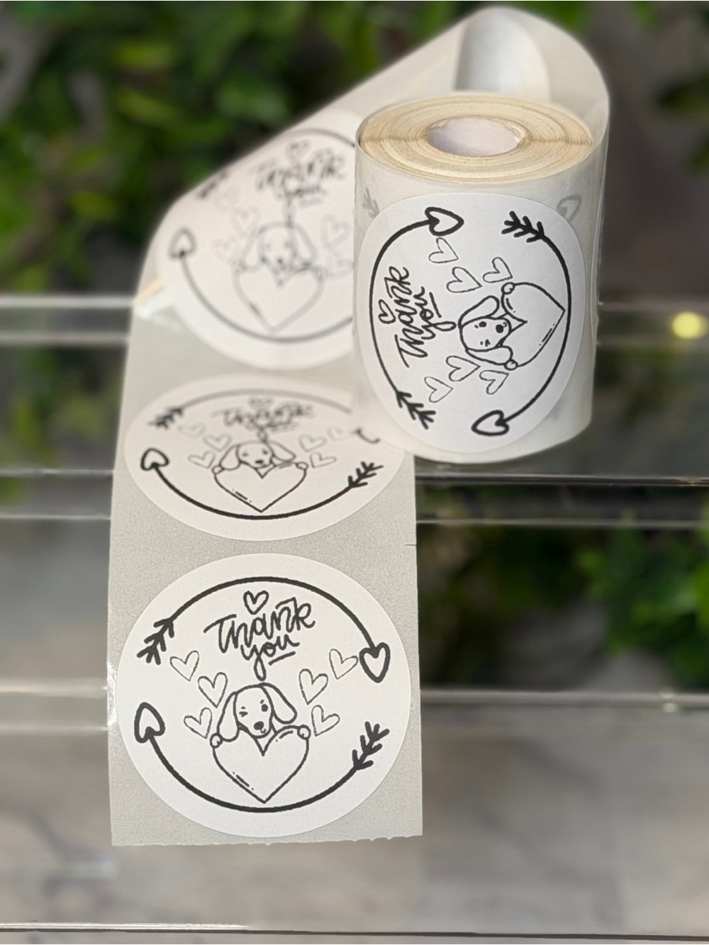 Cute Dog Thank You Stickers 2” Round Labels 200 Count Small Business Hearts